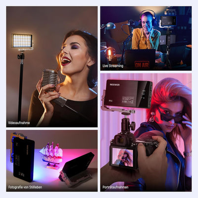 NEEWER SL90 RGB Videoleuchte, Led Videolicht mit App & 2,4G Steuerung/12W 4300mAh Akku/360°Vollfarbe