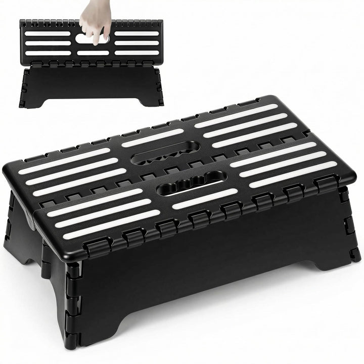 QWORK® Tragbarer klappbarer Tritthocker, Rutschfester, Leichter Tritthocker für Badezimmer, Küche, S