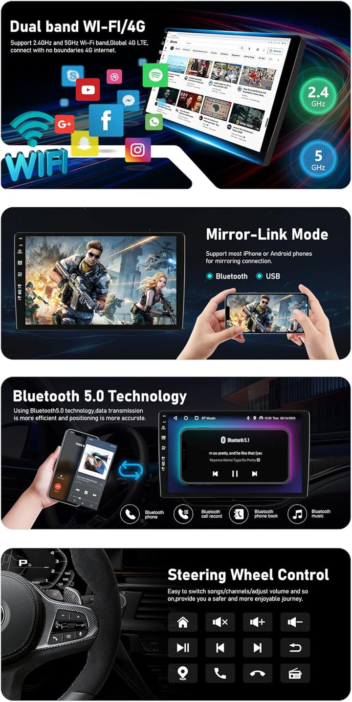 Android 15 Autoradio für Ford Mustang Vi S550 (2015-2020) GPS Navigation - CarPlay Android Auto - Rü