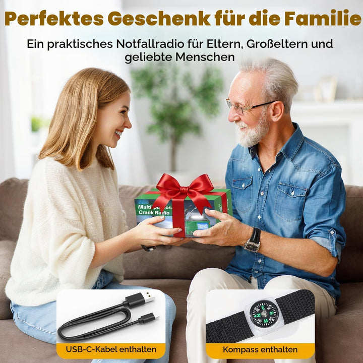 Esky Kurbelradio, 10000mAh Solar Notfallradio mit AM/FM Wiederaufladbare Weltempfänger, USB Lader, L
