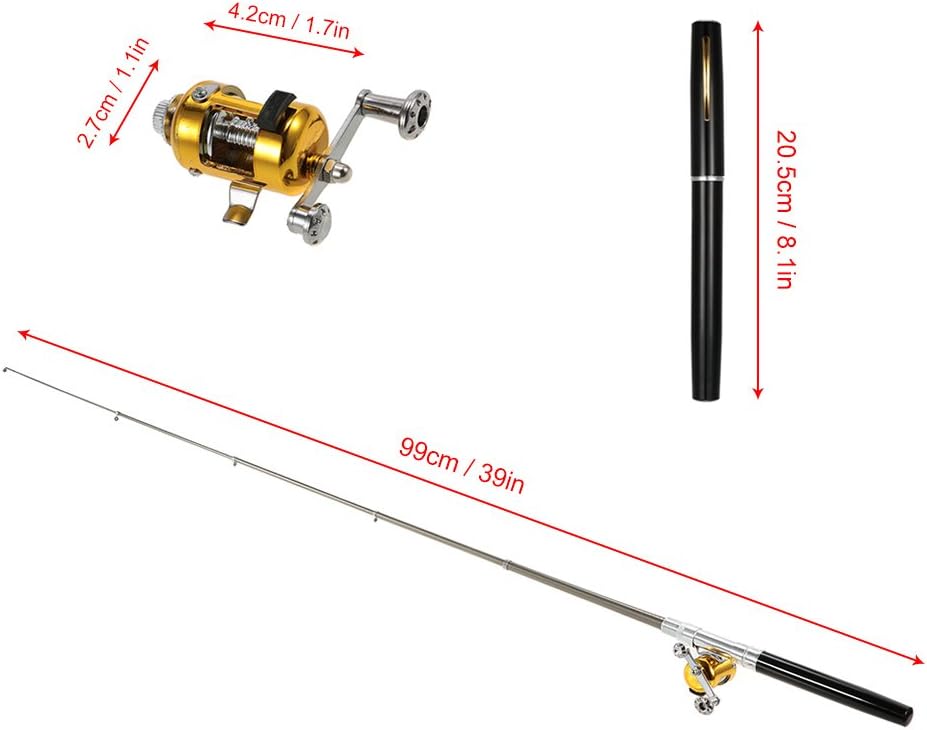 Lixada Mini Angel Reel Combo Kit, Pen Angelrute + Fishing Wheel + Angelschnur + Weiche Köder + Hooks