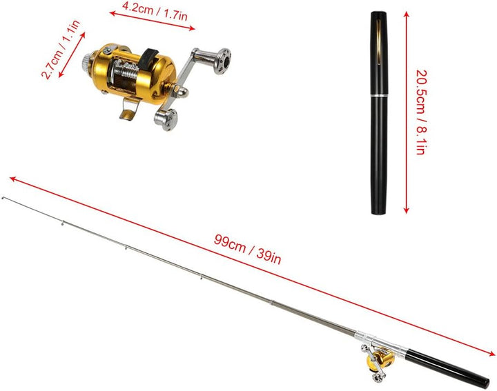 Lixada Mini Angel Reel Combo Kit, Pen Angelrute + Fishing Wheel + Angelschnur + Weiche Köder + Hooks