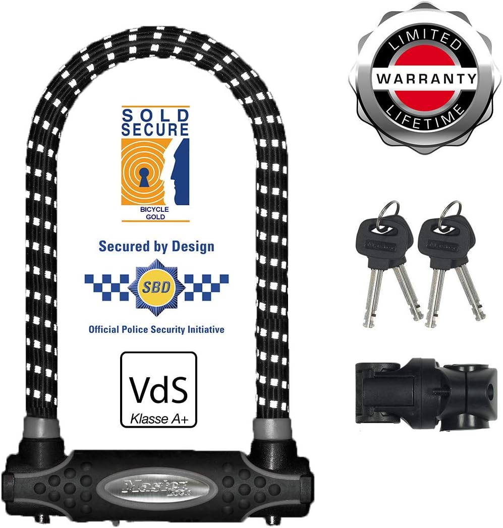 MASTER LOCK Bügelschloss [Schlüsselschloss] [mit Halterung] [Zertifiziertes Fahrrad Schloss - Secure