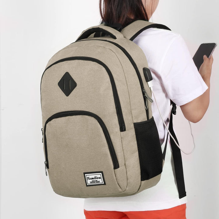 YAMTION Laptop Rucksack,Schultasche Schulrucksack Teenager mit USB-Ladeanschluss Uni Reisen Schule A