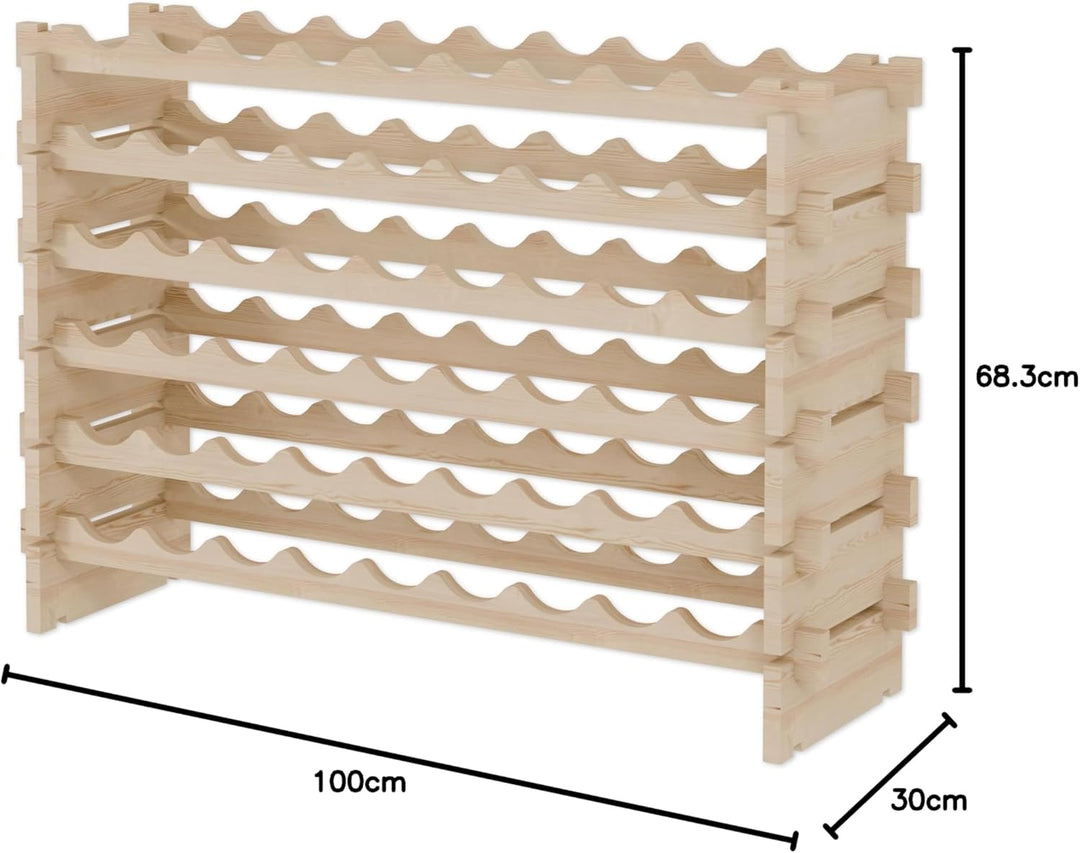 Lenmar RW-STK Weinregal aus Holz, 48-60 Flaschen Kapazität, 6 Ebenen, Farbe Beige, ideal für den Kel