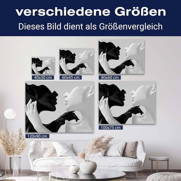 wandmotiv24 Leinwandbild Schwarz-Weiss, 40x30cm, Querformat, Frau, Mann, Deko, Bilder auf Leinwand,