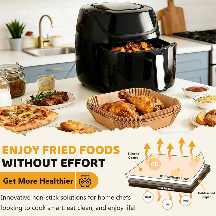 120 Stück Airfryer Backpapier für Russell Hobbs Heissluftfritteuse 4L, 18x18cm Heissluftfritteuse Ba