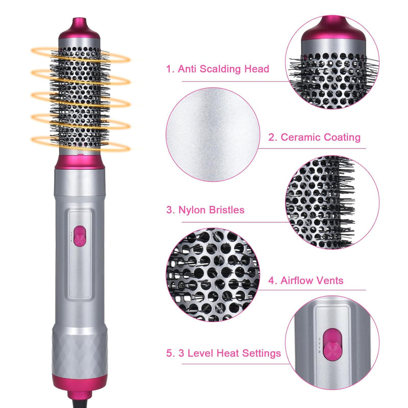 Airstyler 5 in 1 Warmluftbürste Set Multi-Haarstyler, Stylingbürsten mit Haartrockner, Warmluftbürst