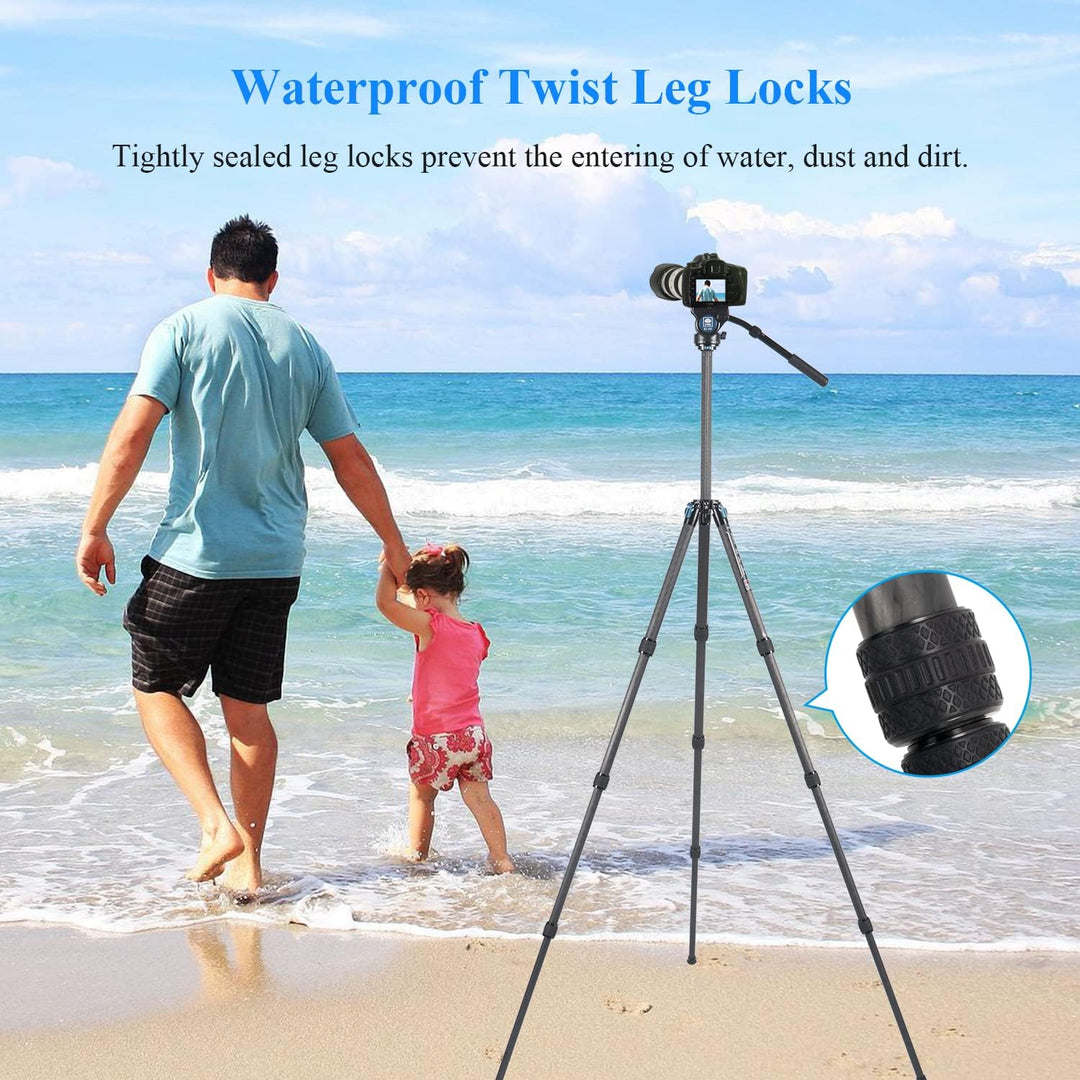 SIRUI Professionelles Carbonfaser-Stativ mit 360°Fluid-Videokopf, 184,4cm wasserdichtes Video-Kamera