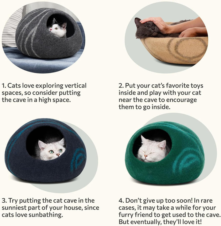 MEOWFIA Katzenbett aus 100% Merinowolle – Handgefilztes, Umweltfreundliches Katzenbett für Katzen &amp;