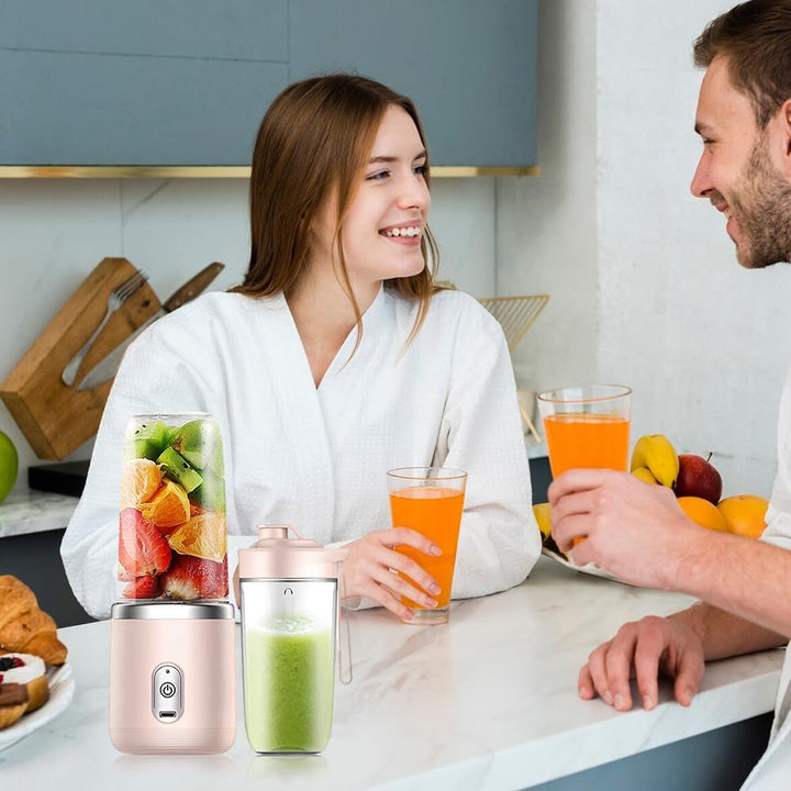 Tragbarer Mixer, 400ML Portable Blender mit Ersatzbecher, USB Wiederaufladbar Mixer Smoothie Maker t