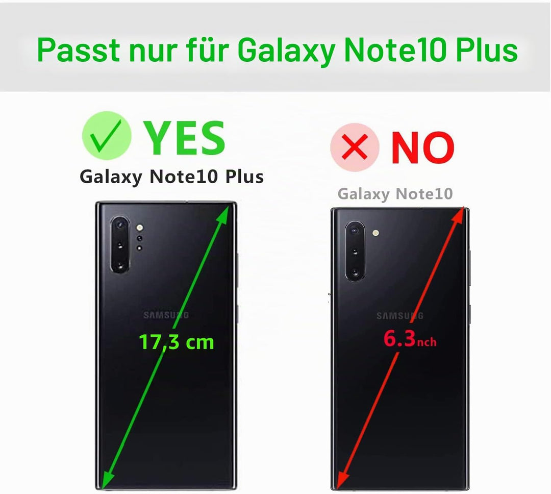 LENSUN Echtleder Hülle für Samsung Galaxy Note 10 Plus, Handyhülle [Echtes Leder] [Magnetverschluss]