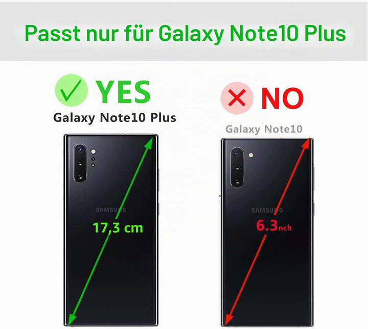 LENSUN Echtleder Hülle für Samsung Galaxy Note 10 Plus, Handyhülle [Echtes Leder] [Magnetverschluss]