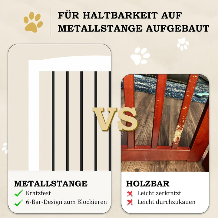 HOLTICO Absperrgitter Hund,Hundegitter für Wohnung Garten ohne Bohren aus Metal Holz,Freistehendes H