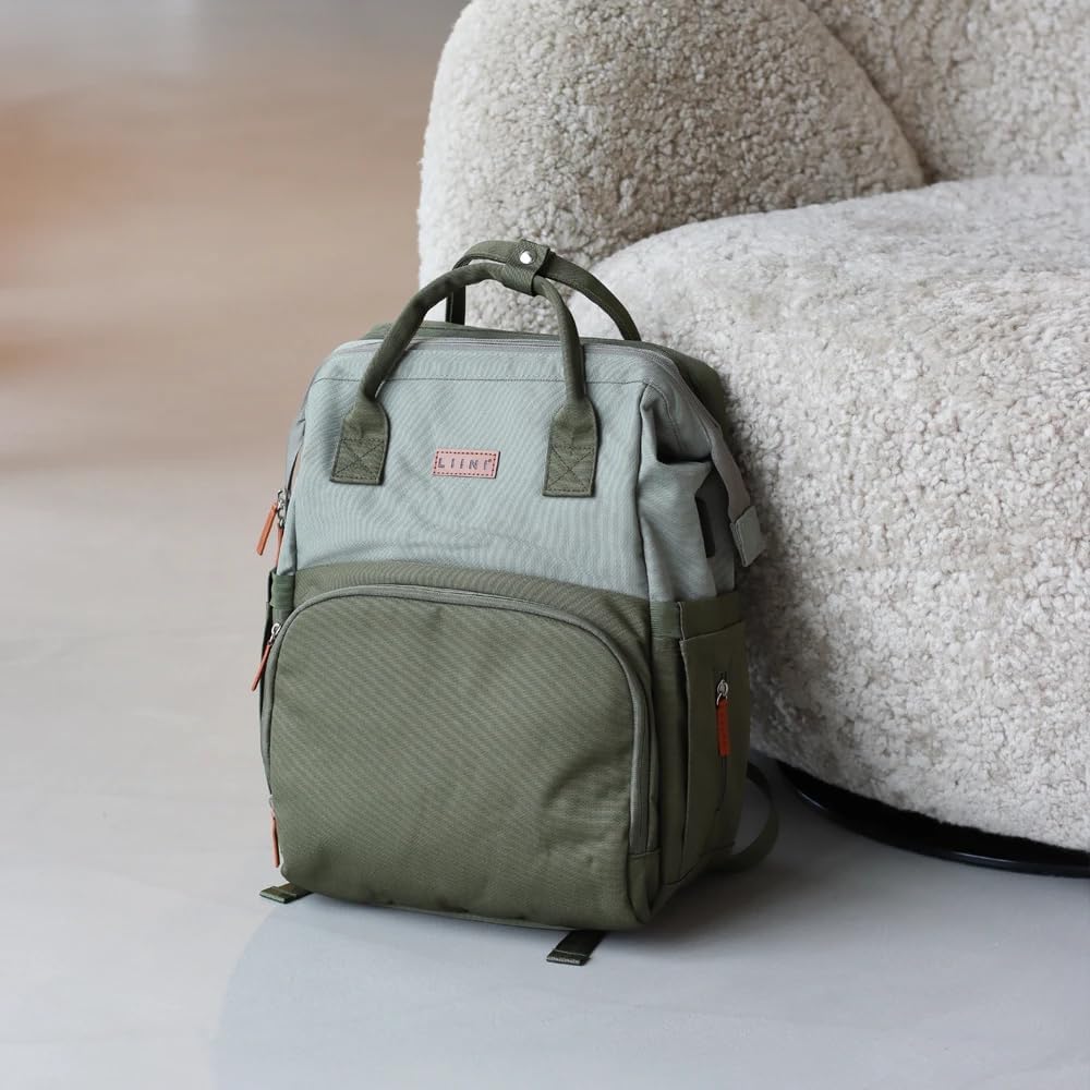 LIINI® Wickelrucksack Olive rPET – 29L Wickeltasche Rucksack aus recycelten PET-Flaschen, wasserfäch
