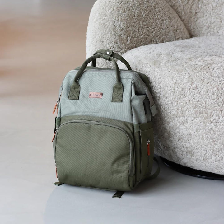LIINI® Wickelrucksack Olive rPET – 29L Wickeltasche Rucksack aus recycelten PET-Flaschen, wasserfäch