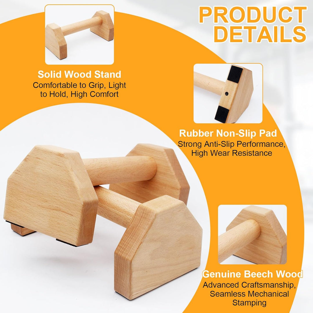 Liegestützgriffe 25cm Holz Parallettes Calisthenics Bar | 2 Stück Push Up Bars für Handstand, Lieges