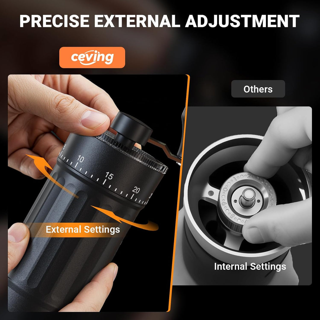 Mini Manuelle Kaffeemühle mit 40 einstellbaren Stufen, Tragbare Manuelle Handkaffeemühle mit 30g Kap