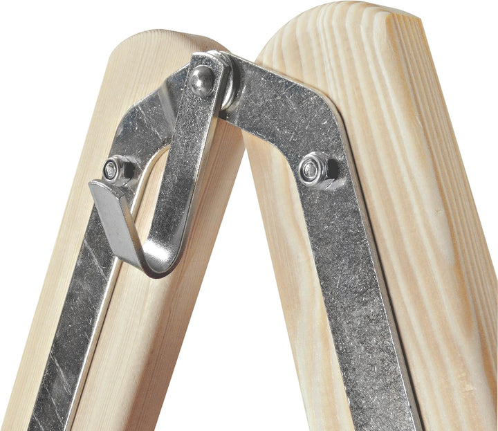 Hymer Holz Sprossenstehleiter 2x4 Sprossen (Leiter beidseitig begehbar, Spreizsicherung, stabiler Ei