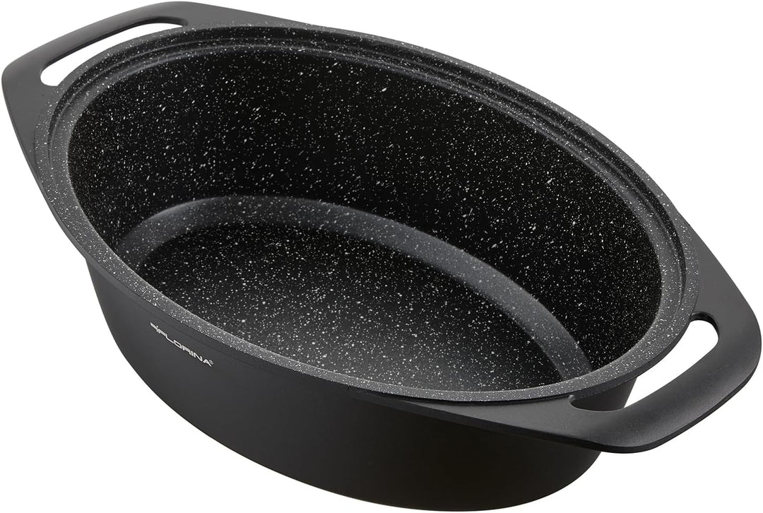 FLORINA Aluminium Bräter (7,3 l) | T x B x H: 39,5 x 28,5 x 12 cm | Ovaler Schmortopf CHEF | Brattop