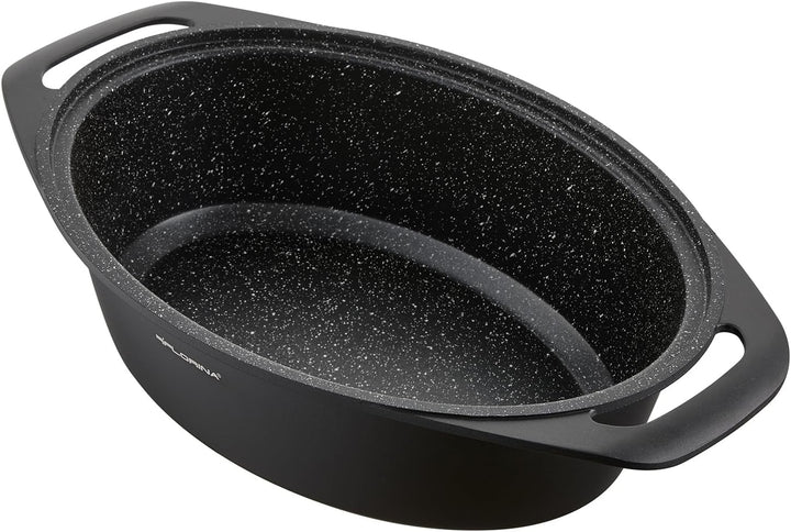 FLORINA Aluminium Bräter (7,3 l) | T x B x H: 39,5 x 28,5 x 12 cm | Ovaler Schmortopf CHEF | Brattop