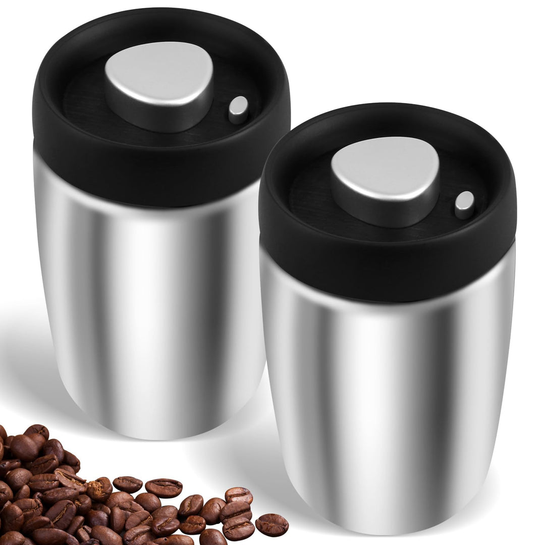 2 Stück Kaffeedose Luftdicht, 1,2L Kaffeebohnen mit Vakuumdeckel | Lebensmittelqualität 304 Edelstah