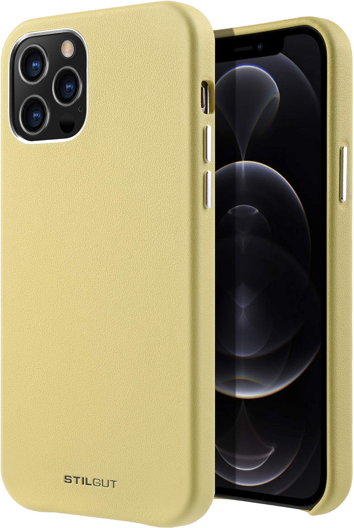 STILGUT Cover kompatibel mit iPhone 12 Pro Max Case aus Leder, Lederhülle, Hülle aus Leder, Ledercas