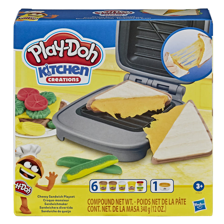 Play-Doh Kitchen Creations Sandwichmaker Set für Kinder ab 3 Jahren Elastix Knete und 6 weiteren Far