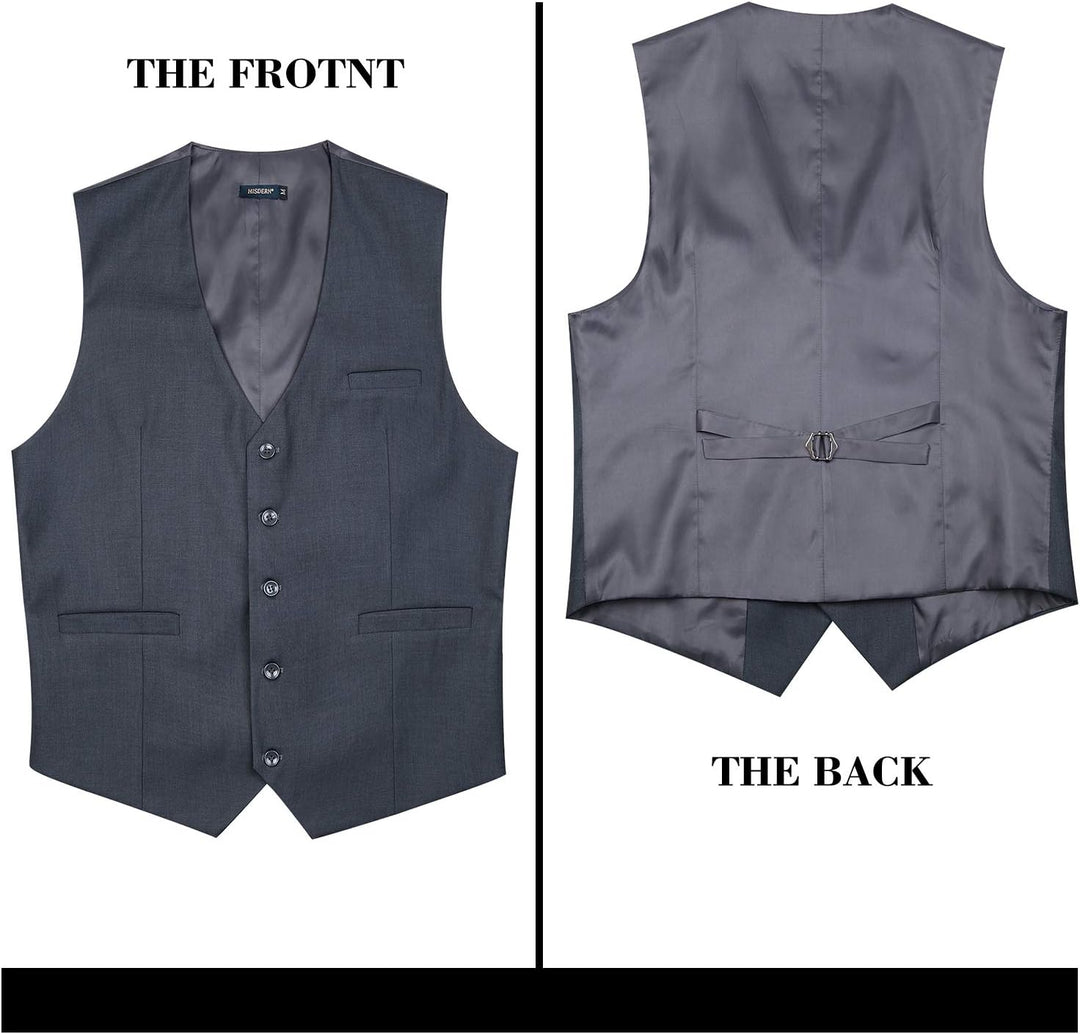 HISDERN Herren Formale Hochzeit Party Weste Baumwolle Einfarbig Weste XS Grau, XS Grau