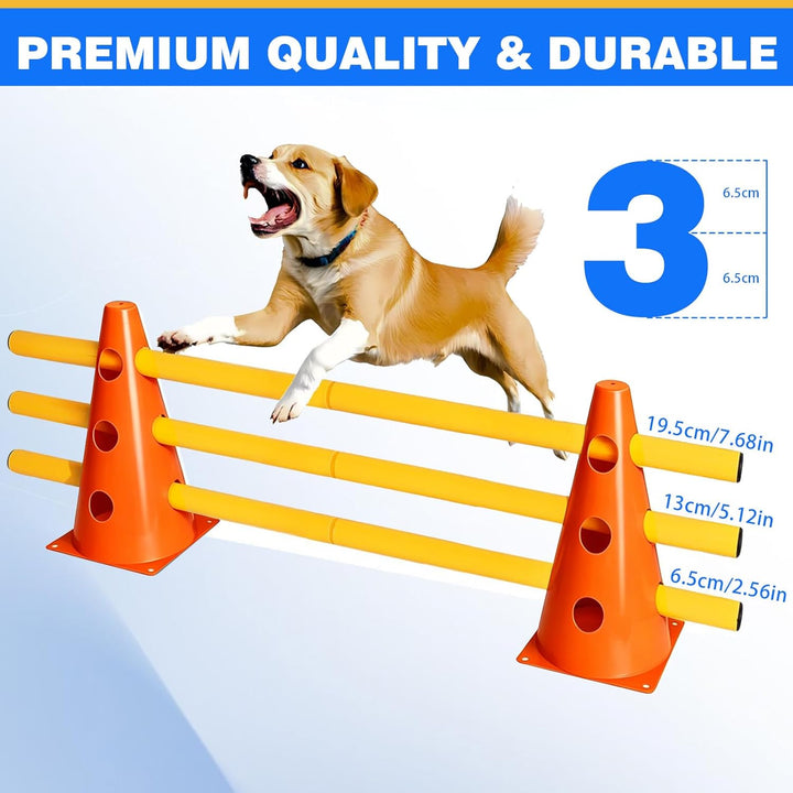 MeYuxg Agility Set Hunde – Cavaletti Steckhürdenset für kleine Hunde & Kinder, verstellbare Training