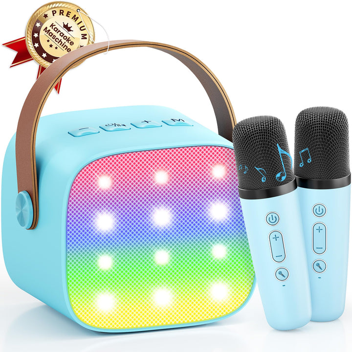 Karaoke Maschine mit 2 Drahtlosen Mikrofonen, Wowstar Tragbares Bluetooth Karaoke Maschine für Kinde