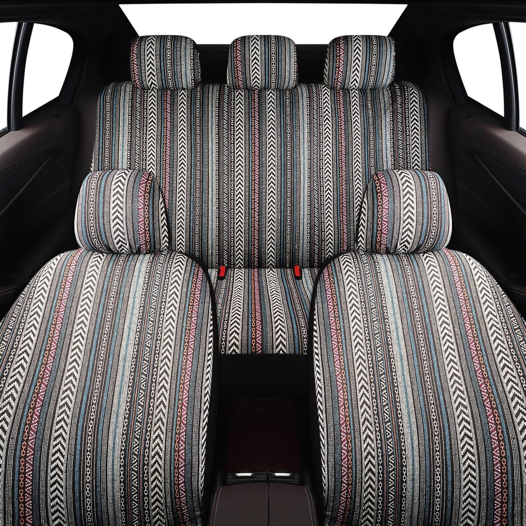 SOBONITO Auto-Sitzbezüge Set Universal,Bohème-Stil,Auto-Sitzschoner,Auto-Schonbezüge,Schweres Decken