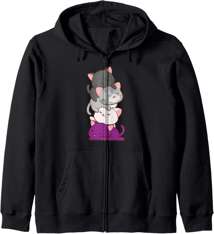 Asexual Pride Flag niedliche Katze Anime LGBTQ Kawaii Kapuzenjacke
