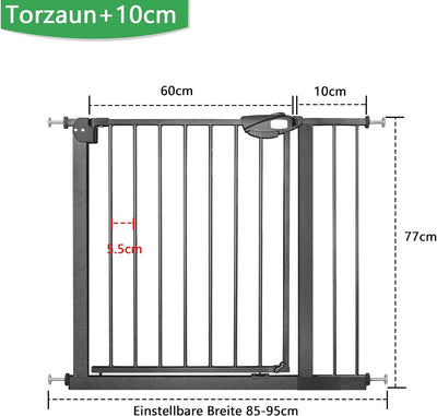 UISEBRT Türschutzgitter Ohne Bohren Treppenschutzgitter für Kinder 85-95cm breit, Auto-Close Baby Sc