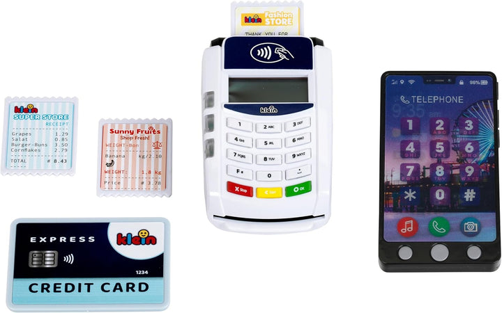 Theo Klein 7274 PoS Terminal und Kinder Handy Smartphone Mit Licht, Sound und kontaktloser Bezahlfun