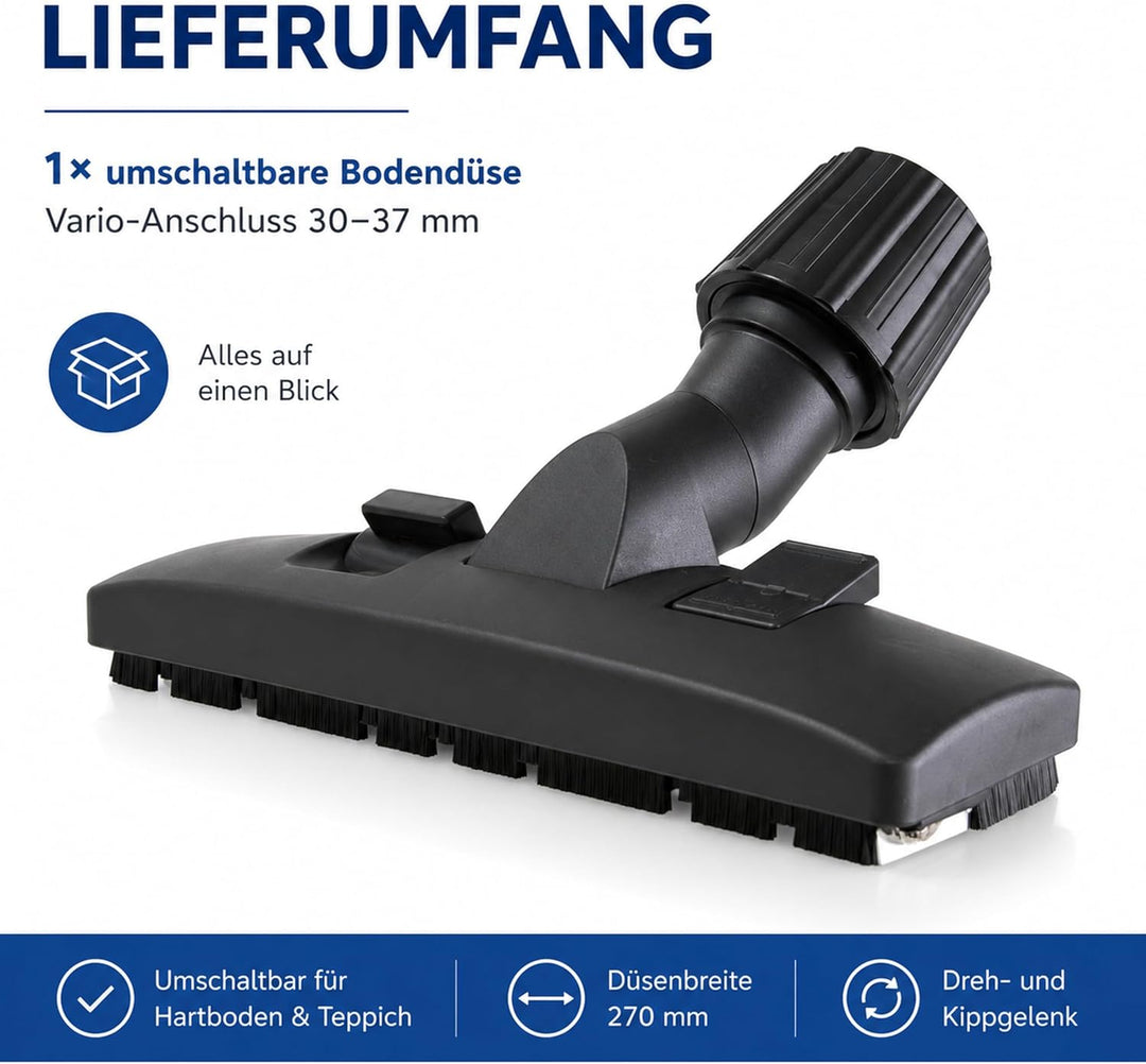 DeClean PREMIUM universale 30-37mm Staubsaugerdüse Kombidüse Hartbodendüse Rohre 30-37 mm kompatibel