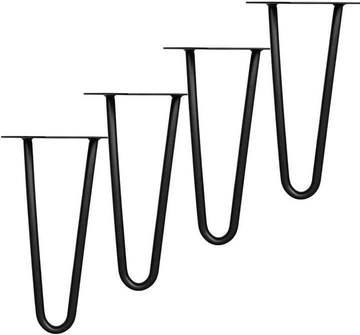 Melko 4 Stück Hairpin Legs Haarnadel Tischbeine aus 12 mm Stahl Tischfuss inkl. Bodenschoner | Höhe