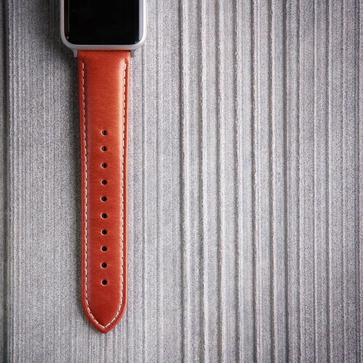 Archer Watch Straps - Uhrenarmbänder aus Hochwertigem Genarbtem Leder für Apple Watch Cognac/Naturwe