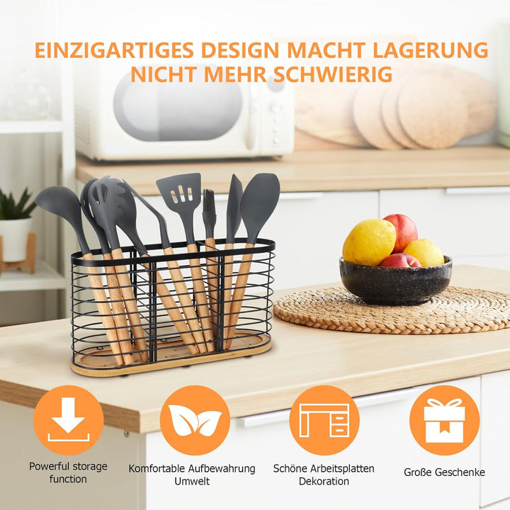 buysigo Küchenutensilienhalter，Besteckhalter aus Metall - Perfekte Organisation für Ihre Küche ，gros