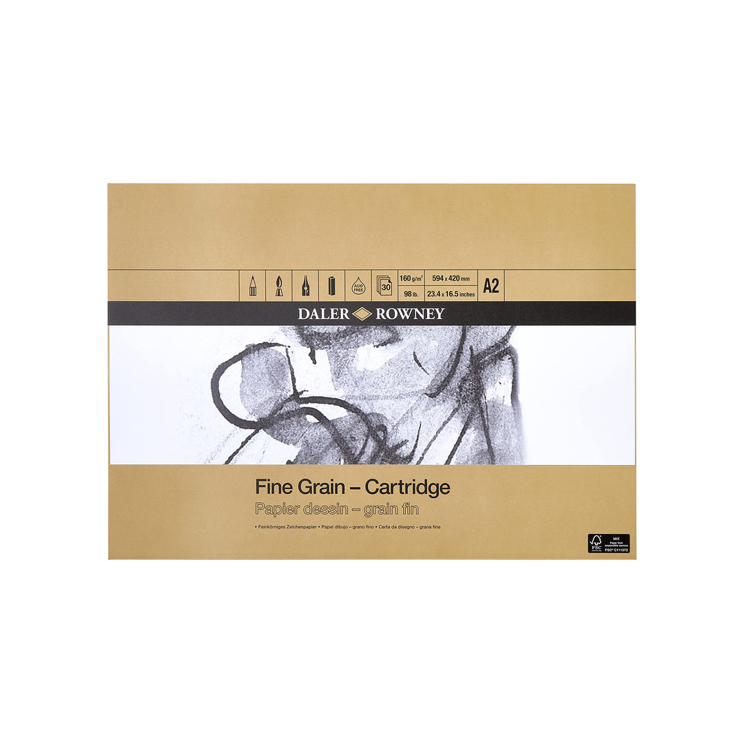 Fine Grain 437034200 Zeichenblock Feinkörnig A2 160g 30 Blatt, Papier, Weisses Zeichenpapier