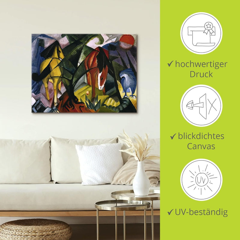 ARTland Leinwandbilder Wandbild Bild auf Leinwand 80x60 cm Wanddeko Abstrakte Kunst Tiere Pferd Pfer