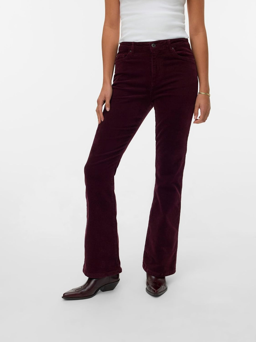 VERO MODA Female Hose VMSIGA Hohe Taille Cordhose XS / 34L Winetasting, XS / 34L Winetasting