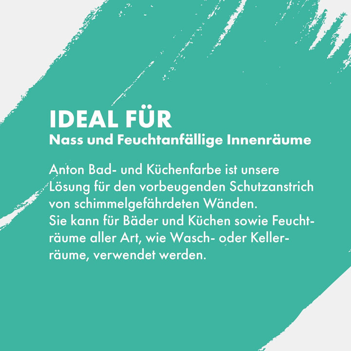Anton Bad- und Küchenfarbe | Frische Weiss | Spezialfarbe | Direkt auf Schimmel mit Sofortwirkung &