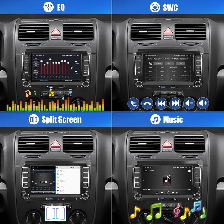[2+64G] CAMECHO Android 13 Autoradio für VW Golf 5 Golf 6 Skoda Polo Passat Tiguan Touran mit Carpla