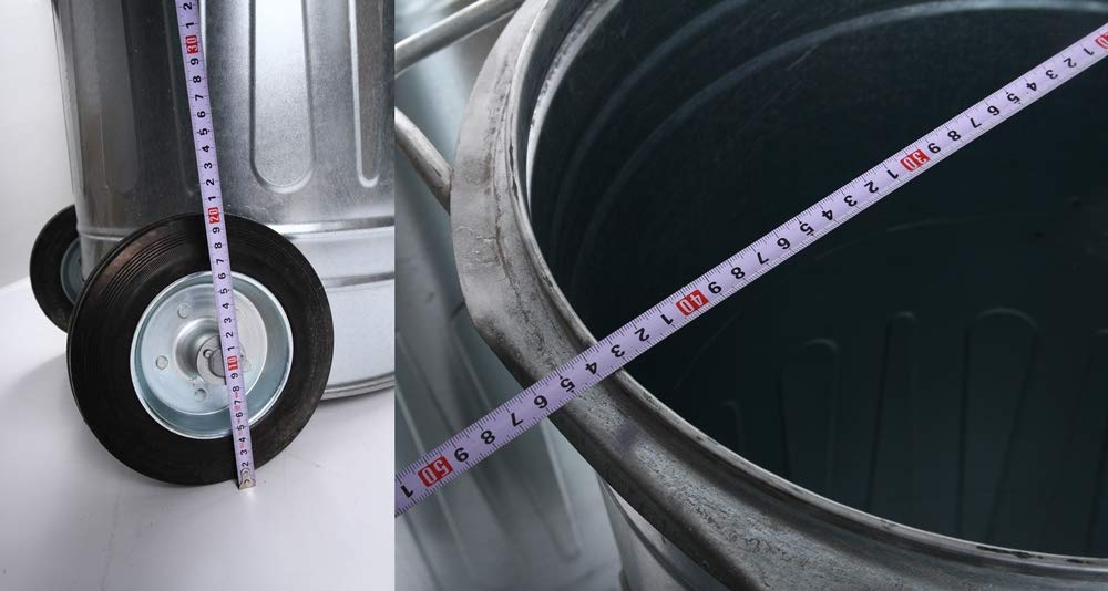rg-vertrieb Mülltonne 110L verzinkter Stahl Müllbehälter mit Deckel und festen Rädern – robuste Abfa