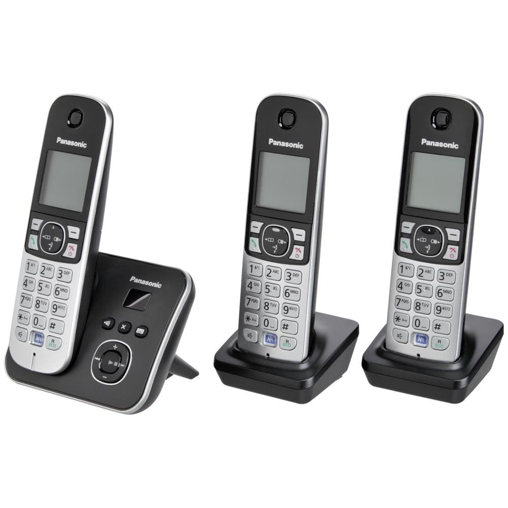 Panasonic KX-TG6823GB DECT Schnurlostelefon mit Anrufbeantworter (3 Mobilteile, strahlungsarm, Eco-M