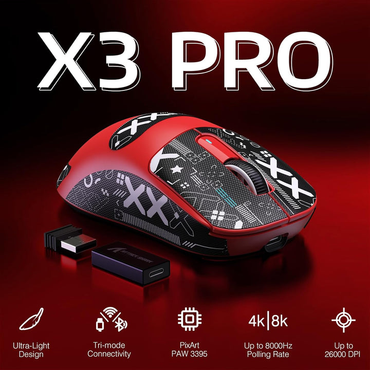 VGN Game Power Attack Shark X3PRO 59g Superlight Kabellose Gaming-Maus, 4K/8KHz Abfragerate, 26000DP