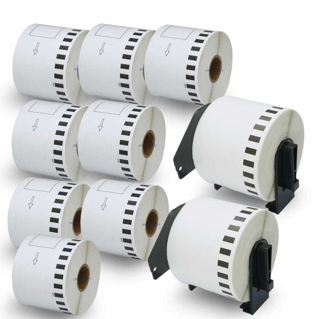 BETCKEY - 10 Rollen DK-22205 Endlosetiketten (Papier) Kompatibel mit Brother, 62mm x 30.48m, 10 Etik