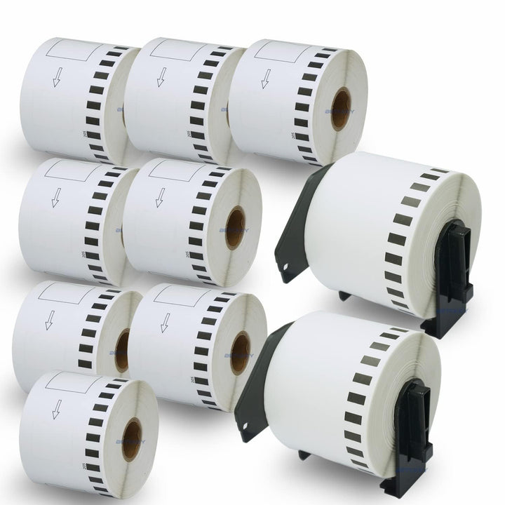 BETCKEY - 10 Rollen DK-22205 Endlosetiketten (Papier) Kompatibel mit Brother, 62mm x 30.48m, 10 Etik