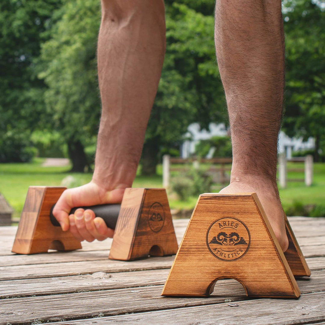 Aries Athletics Liegestützgriffe aus Holz – Nachhaltige Push Up Griffe produziert in Deutschland – H